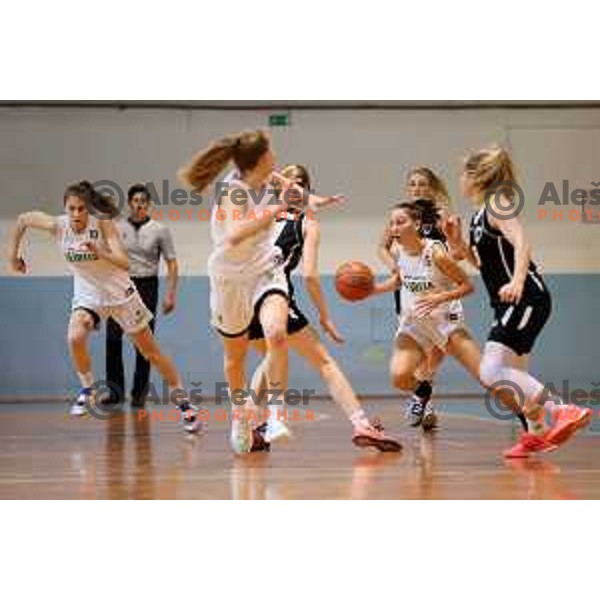 Hana Sambolic in action during 1.SKL women basketball match between Akson Ilirija and VBO Maribor in Ljubljana, Slovenia on January 26, 2022