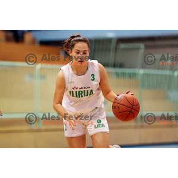 Sara Sambolic in action during 1.SKL women basketball match between Akson Ilirija and VBO Maribor in Ljubljana, Slovenia on January 26, 2022