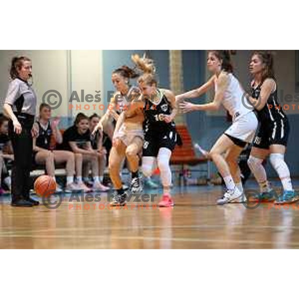Hana Sambolic and Masa Vercic in action during 1.SKL women basketball match between Akson Ilirija and VBO Maribor in Ljubljana, Slovenia on January 26, 2022