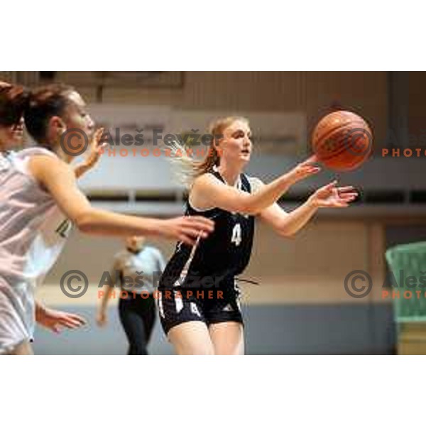 Sara Haralovic in action during 1.SKL women basketball match between Akson Ilirija and VBO Maribor in Ljubljana, Slovenia on January 26, 2022