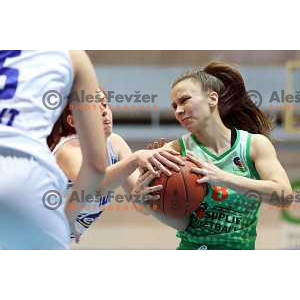 in action during 1.SKL women basketball match between Derby Jezica and Grosuplje in Ljubljana, Slovenia on January 29, 2022