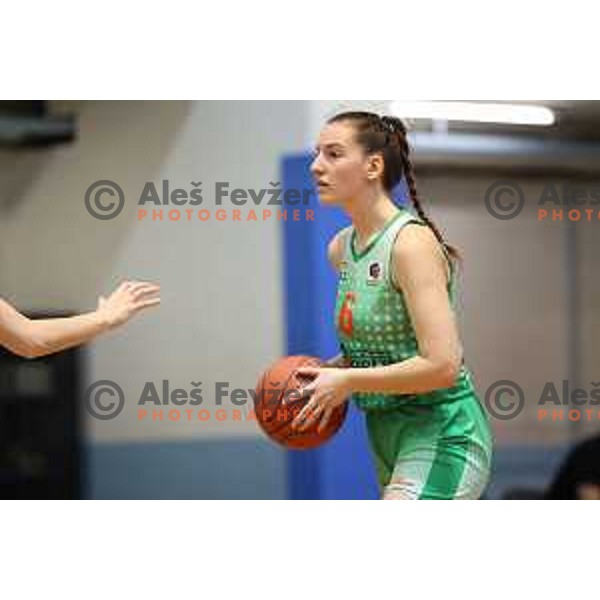 in action during 1.SKL women basketball match between Derby Jezica and Grosuplje in Ljubljana, Slovenia on January 29, 2022