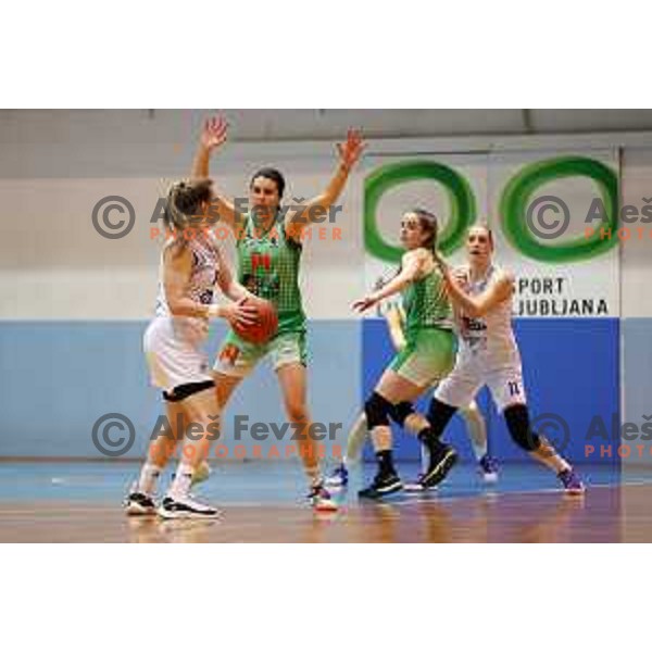 in action during 1.SKL women basketball match between Derby Jezica and Grosuplje in Ljubljana, Slovenia on January 29, 2022