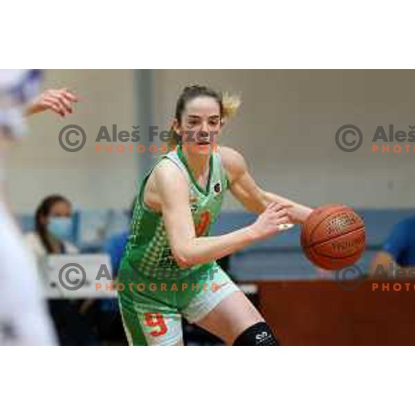 in action during 1.SKL women basketball match between Derby Jezica and Grosuplje in Ljubljana, Slovenia on January 29, 2022