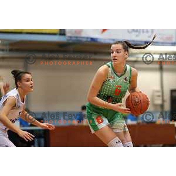 in action during 1.SKL women basketball match between Derby Jezica and Grosuplje in Ljubljana, Slovenia on January 29, 2022