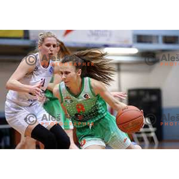 in action during 1.SKL women basketball match between Derby Jezica and Grosuplje in Ljubljana, Slovenia on January 29, 2022
