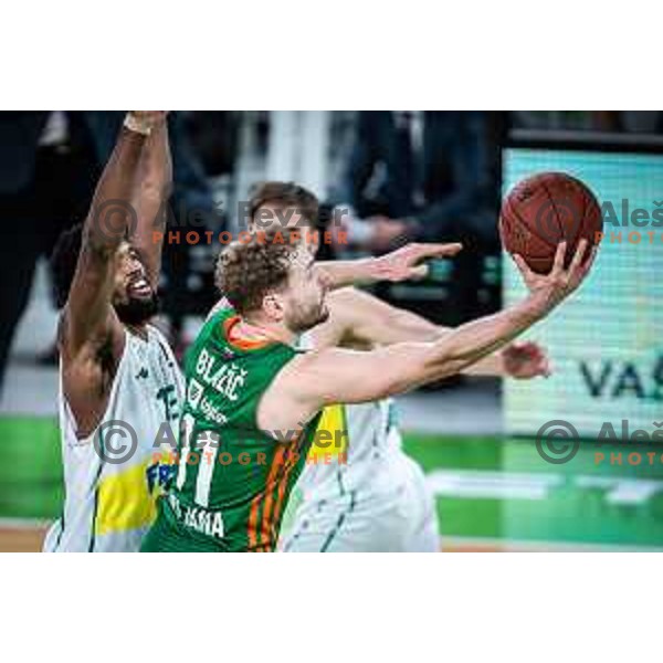 Jaka Blazic in action during 7days EuroCup basketball match between Cedevita Olimpija and Frutti Extra Bursaspor in Arena Stozice, Ljubljana, Slovenia on February 2, 2022. Photo: Jure Banfi/www.alesfevzer.com
