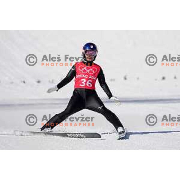 Sara Takanashi of Japan Women’s Ski jumping Olympic team during practice session in Zhandzakoui venue of Beijing 2022 Winter Olympic Games, China on February 4, 2022