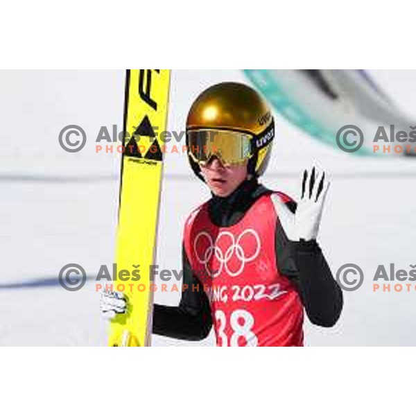 Ema Klinec of Slovenia Women’s Ski jumping Olympic team during practice session in Zhandzakoui venue of Beijing 2022 Winter Olympic Games, China on February 4, 2022