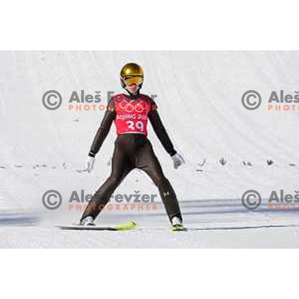 Ursa Bogataj of Slovenia Women’s Ski jumping Olympic team during practice session in Zhandzakoui venue of Beijing 2022 Winter Olympic Games, China on February 4, 2022