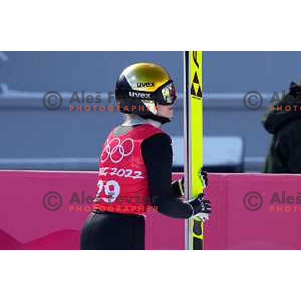 Spela Rogelj of Slovenia Women’s Ski jumping Olympic team during practice session in Zhangjiakou venue of Beijing 2022 Winter Olympic Games, China on February 4, 2022