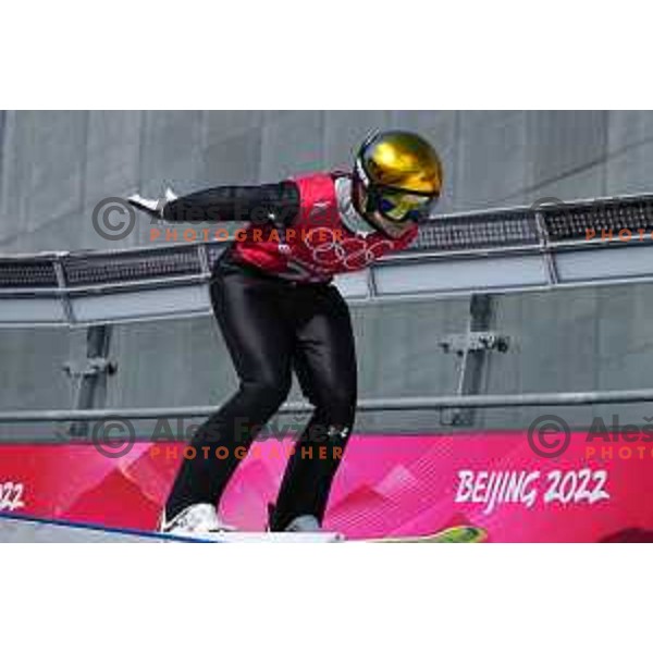 Spela Rogelj of Slovenia Women’s Ski jumping Olympic team during practice session in Zhangjiakou venue of Beijing 2022 Winter Olympic Games, China on February 4, 2022