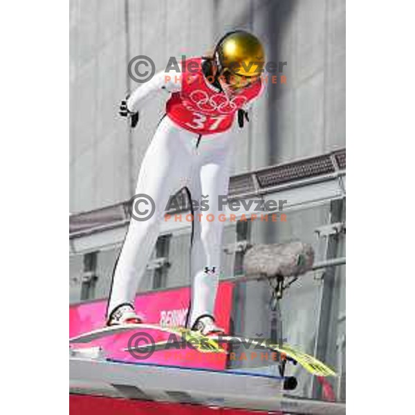 Nika Kriznar of Slovenia Women’s Ski jumping Olympic team during practice session in Zhangjiakou venue of Beijing 2022 Winter Olympic Games, China on February 4, 2022