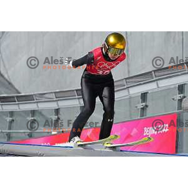 Ema Klinec of Slovenia Women’s Ski jumping Olympic team during practice session in Zhangjiakou venue of Beijing 2022 Winter Olympic Games, China on February 4, 2022