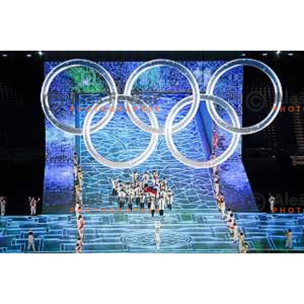 Ilka Stuhec, Rok Marguc and Team Slovenia at Opening Ceremony of Beijing 2022 Winter Olympic Games, China on February 4, 2022 