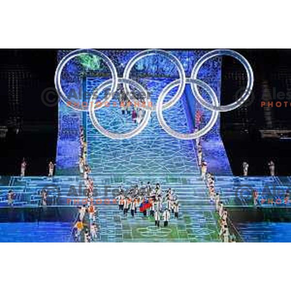 Ilka Stuhec, Rok Marguc and Team Slovenia at Opening Ceremony of Beijing 2022 Winter Olympic Games, China on February 4, 2022 