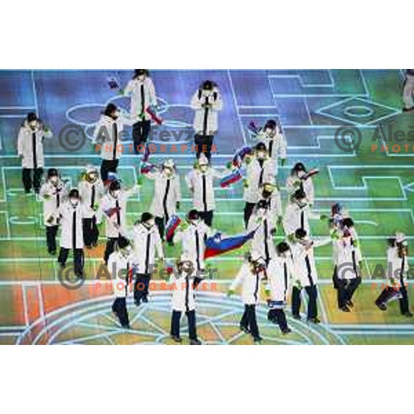 Team Slovenia at Opening Ceremony of Beijing 2022 Winter Olympic Games, China on February 4, 2022