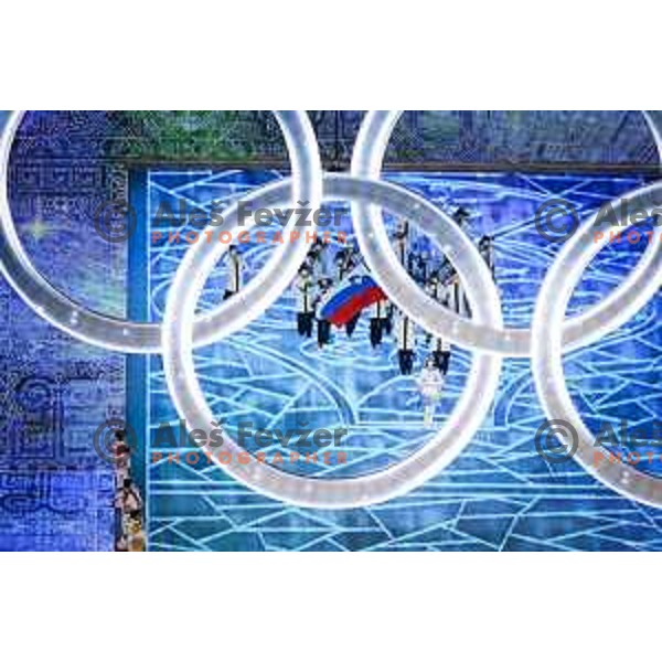 Ilka Stuhec, Rok Marguc and Team Slovenia at Opening Ceremony of Beijing 2022 Winter Olympic Games, China on February 4, 2022 