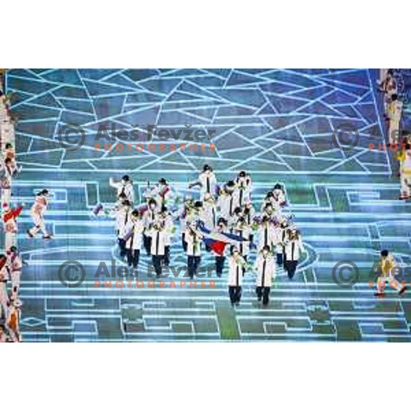 Ilka Stuhec, Rok Marguc and Team Slovenia at Opening Ceremony of Beijing 2022 Winter Olympic Games, China on February 4, 2022 