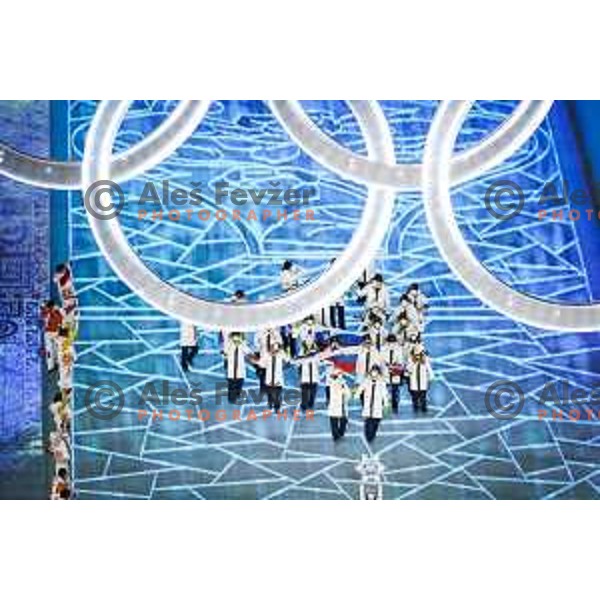 Ilka Stuhec, Rok Marguc and Team Slovenia at Opening Ceremony of Beijing 2022 Winter Olympic Games, China on February 4, 2022 