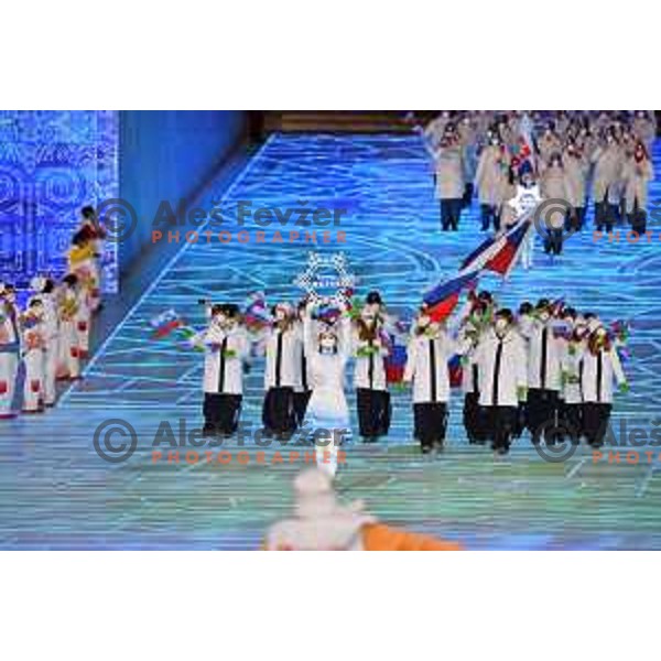 Ilka Stuhec,Rok Marguc and Team Slovenia at Opening Ceremony of Beijing 2022 Winter Olympic Games, China on February 4, 2022