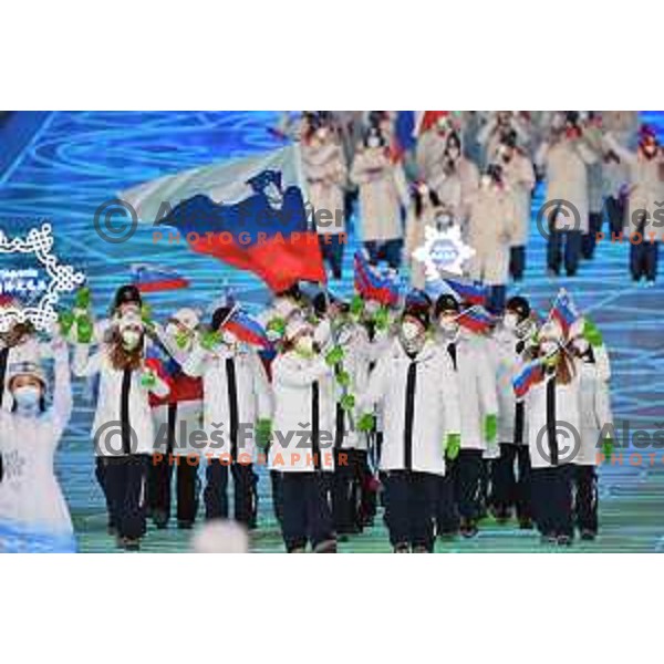 Ilka Stuhec,Rok Marguc and Team Slovenia at Opening Ceremony of Beijing 2022 Winter Olympic Games, China on February 4, 2022
