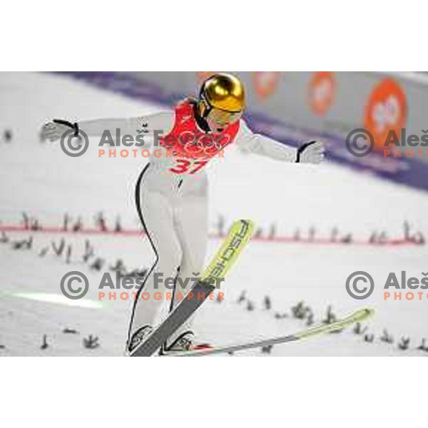 Nika Kriznar of Slovenia Women’s Ski jumping Olympic team during practice jump in Zhangjiakou venue of Beijing 2022 Winter Olympic Games, China on February 5, 2022