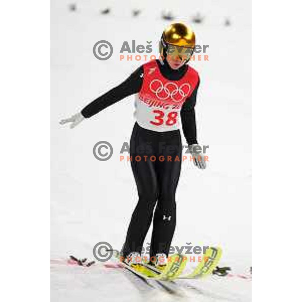 Ema Klinec of Slovenia Women’s Ski jumping Olympic team during practice jump in Zhangjiakou venue of Beijing 2022 Winter Olympic Games, China on February 5, 2022