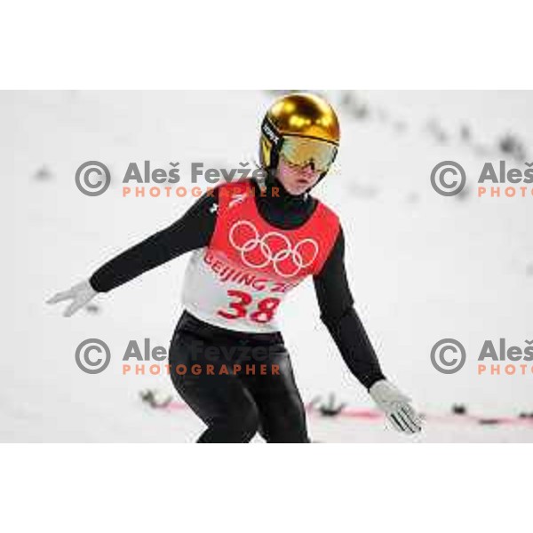 Ema Klinec of Slovenia Women’s Ski jumping Olympic team during practice jump in Zhangjiakou venue of Beijing 2022 Winter Olympic Games, China on February 5, 2022
