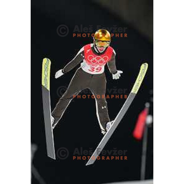 Ursa Bogataj of Slovenia Women’s Ski jumping Olympic team during practice jump in Zhangjiakou venue of Beijing 2022 Winter Olympic Games, China on February 5, 2022