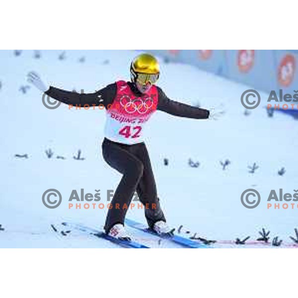 Timi Zajc of Slovenia Men’s Ski jumping Olympic team during Qualification jump in Zhangjiakou venue of Beijing 2022 Winter Olympic Games, China on February 5, 2022