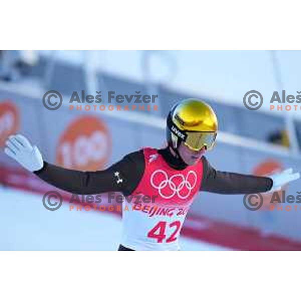 Timi Zajc of Slovenia Men’s Ski jumping Olympic team during Qualification jump in Zhangjiakou venue of Beijing 2022 Winter Olympic Games, China on February 5, 2022
