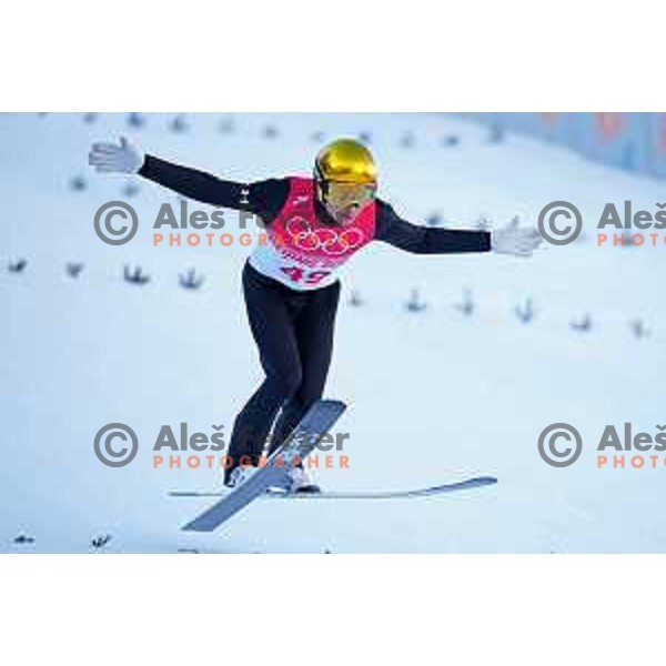 Anze Lanisek of Slovenia Men’s Ski jumping Olympic team during Qualification jump in Zhangjiakou venue of Beijing 2022 Winter Olympic Games, China on February 5, 2022