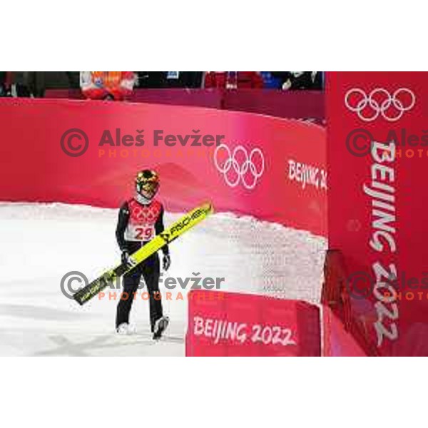 Spela Rogelj of Slovenia Women’s Ski jumping Olympic team during competition first jump at Normal Hill in Zhangjiakou venue of Beijing 2022 Winter Olympic Games, China on February 5, 2022