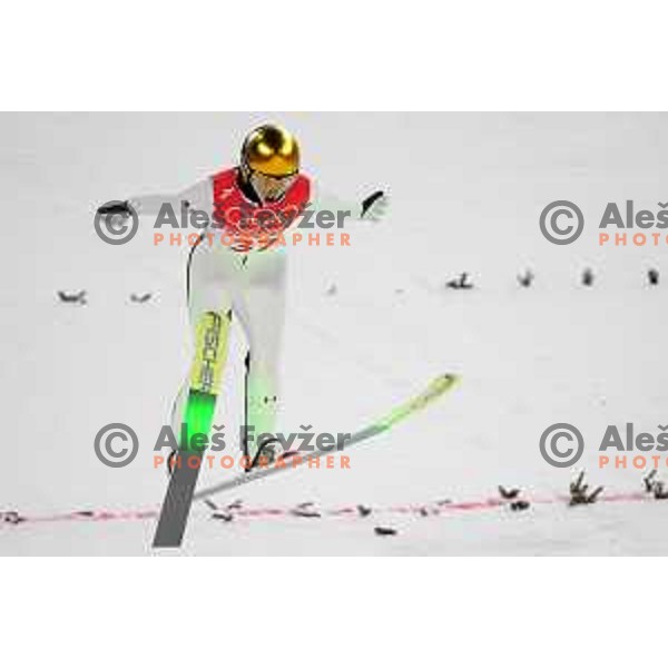 Nika Kriznar of Slovenia Women’s Ski jumping Olympic team during competition first jump at Normal Hill in Zhangjiakou venue of Beijing 2022 Winter Olympic Games, China on February 5, 2022