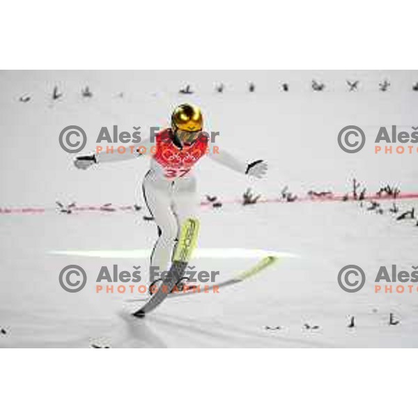 Nika Kriznar of Slovenia Women’s Ski jumping Olympic team during competition first jump at Normal Hill in Zhangjiakou venue of Beijing 2022 Winter Olympic Games, China on February 5, 2022