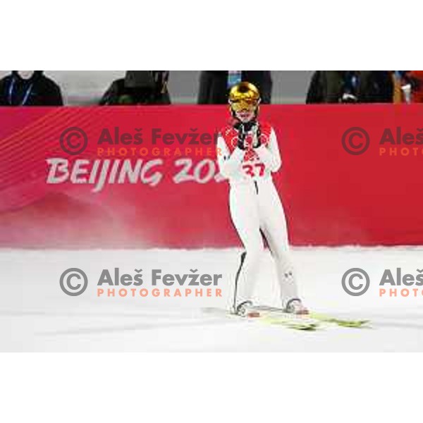 Nika Kriznar of Slovenia Women’s Ski jumping Olympic team during competition first jump at Normal Hill in Zhangjiakou venue of Beijing 2022 Winter Olympic Games, China on February 5, 2022