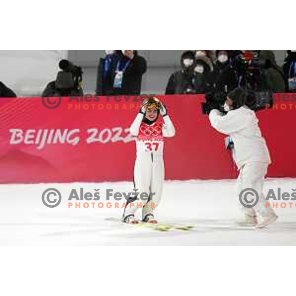 Nika Kriznar of Slovenia Women’s Ski jumping Olympic team during competition first jump at Normal Hill in Zhangjiakou venue of Beijing 2022 Winter Olympic Games, China on February 5, 2022