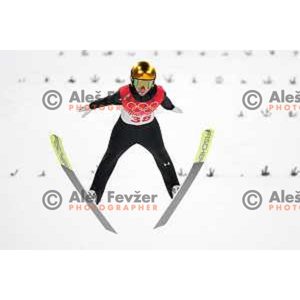 Ema Klinec of Slovenia Women’s Ski jumping Olympic team during competition first jump at Normal Hill in Zhangjiakou venue of Beijing 2022 Winter Olympic Games, China on February 5, 2022
