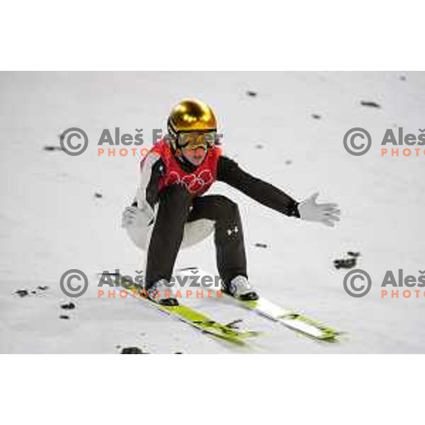 Ursa Bogataj of Slovenia Women’s Ski jumping Olympic team during competition first jump at Normal Hill in Zhangjiakou venue of Beijing 2022 Winter Olympic Games, China on February 5, 2022