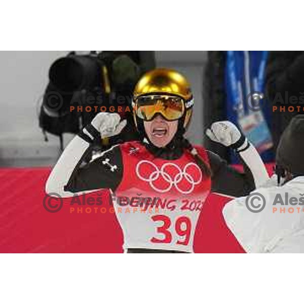 Ursa Bogataj of Slovenia Women’s Ski jumping Olympic team during competition first jump at Normal Hill in Zhangjiakou venue of Beijing 2022 Winter Olympic Games, China on February 5, 2022