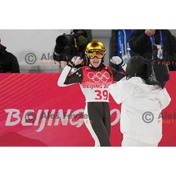Ursa Bogataj of Slovenia Women’s Ski jumping Olympic team during competition first jump at Normal Hill in Zhangjiakou venue of Beijing 2022 Winter Olympic Games, China on February 5, 2022