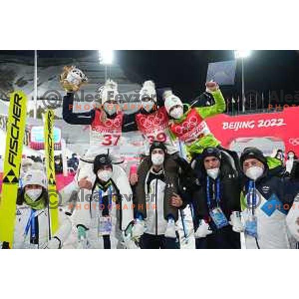 of Slovenia Women’s Ski jumping Olympic team at Normal Hill in Zhangjiakou venue of Beijing 2022 Winter Olympic Games, China on February 5, 2022
