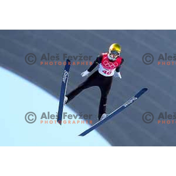 Lovro Kos of Slovenia Men’s Ski jumping Olympic team during Qualification jump in Zhangjiakou venue of Beijing 2022 Winter Olympic Games, China on February 5, 2022