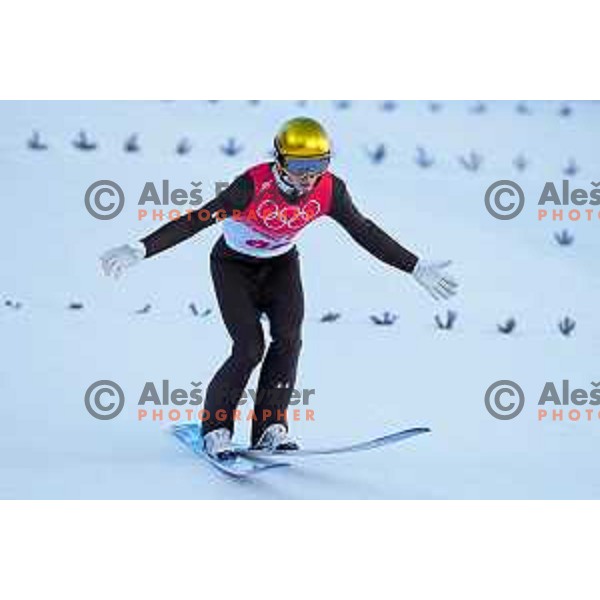 Lovro Kos of Slovenia Men’s Ski jumping Olympic team during Qualification jump in Zhangjiakou venue of Beijing 2022 Winter Olympic Games, China on February 5, 2022
