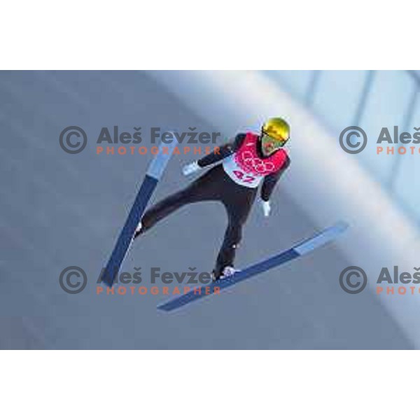 Timi Zajc of Slovenia Men’s Ski jumping Olympic team during Qualification jump in Zhangjiakou venue of Beijing 2022 Winter Olympic Games, China on February 5, 2022