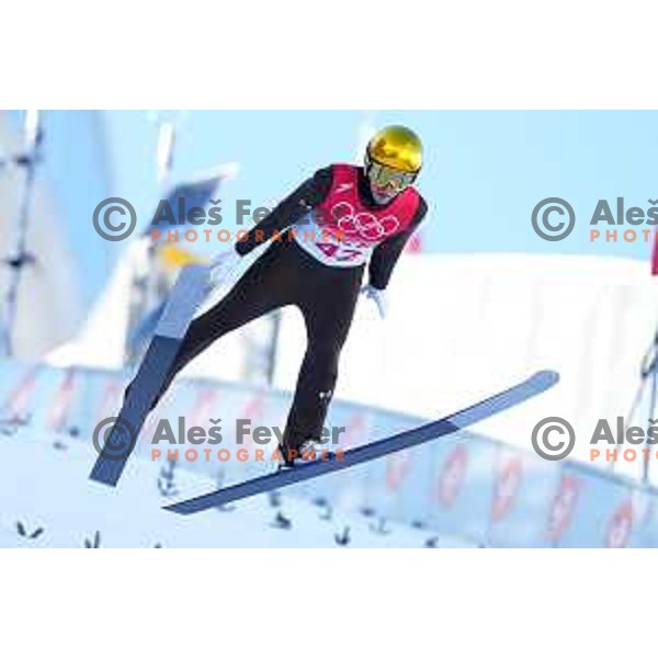 Timi Zajc of Slovenia Men’s Ski jumping Olympic team during Qualification jump in Zhangjiakou venue of Beijing 2022 Winter Olympic Games, China on February 5, 2022