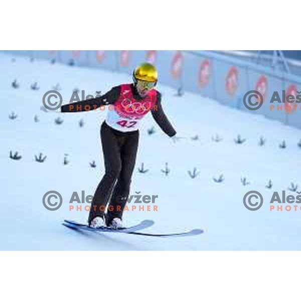 Timi Zajc of Slovenia Men’s Ski jumping Olympic team during Qualification jump in Zhangjiakou venue of Beijing 2022 Winter Olympic Games, China on February 5, 2022
