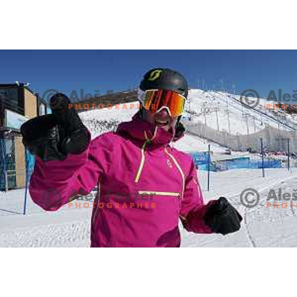 Zan Kosir at practice session in Genting Snowboard park, Zhangjiakou, Beijing 2022 Winter Olympic Games, China on February 5, 2022