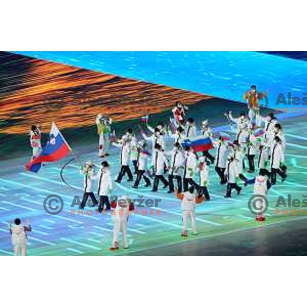 Ilka Stuhec,Rok Marguc and Team Slovenia at Opening Ceremony of Beijing 2022 Winter Olympic Games, China on February 4, 2022